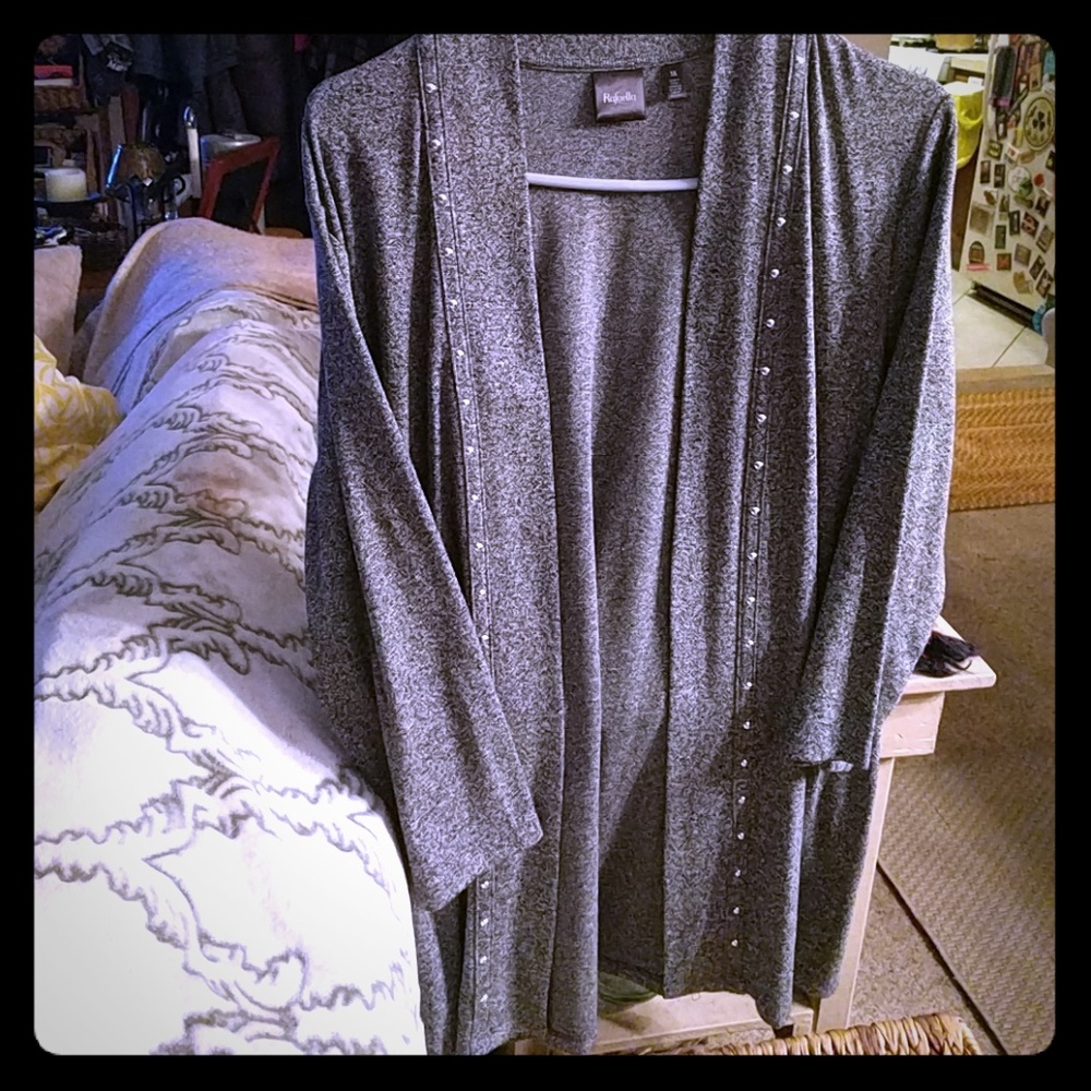 Gray studded neckline cardigan